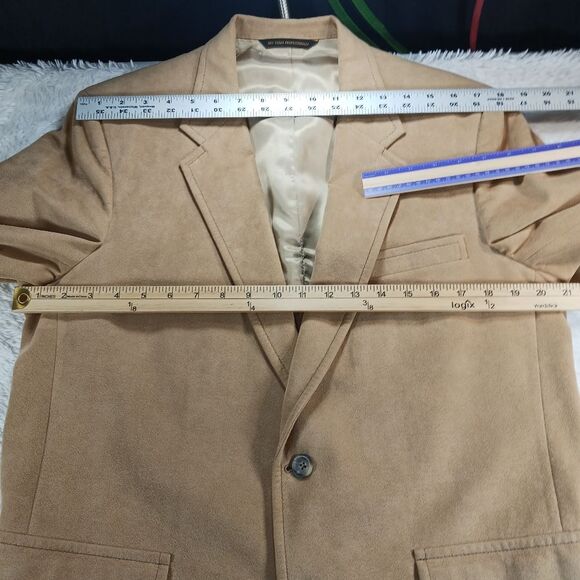 Doncaster 2 Button Blazer Jacket Sport Coat Ultra Suede Tan/ Cream Men's Medium - Picture 10 of 14